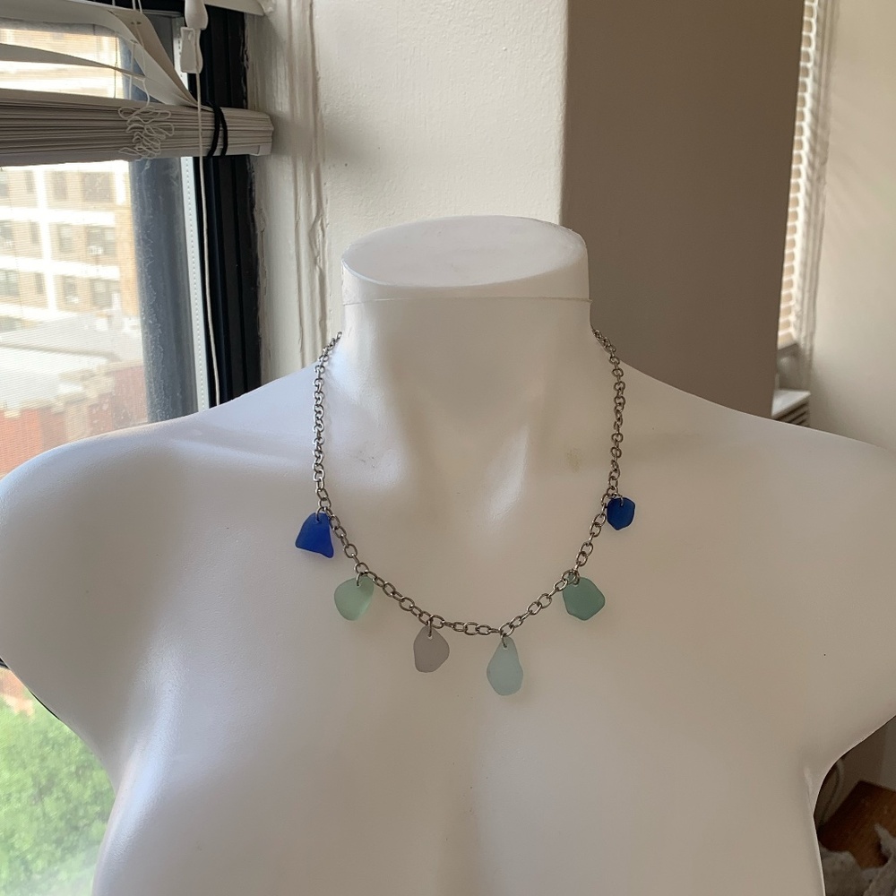 Blue Sea glass necklace